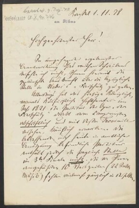 Brief an Friedrich Wilhelm Jähns : 01.11.1878