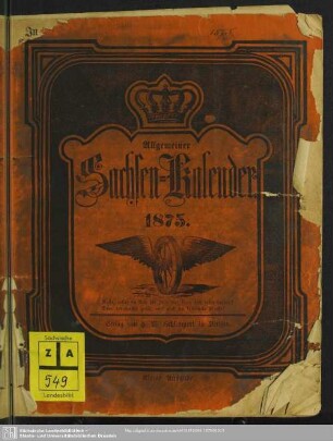 1875: Allgemeiner Sachsen-Kalender