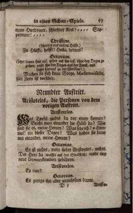 Neundter Auftritt. Aristoteles, die Personen von dem vorigen Auftritt.