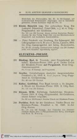 Kleukens-Presse (Nr. 291-317)