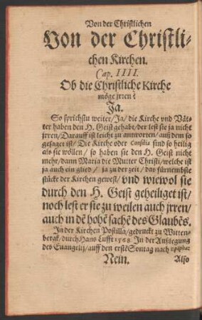 Von der Christlichen Kirchen. Cap. IIII.