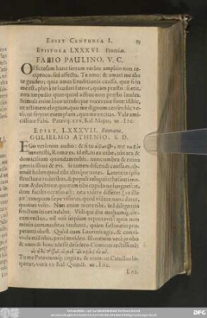 Epist. LXXXVII. Romam. Gulielmo Athenio, S. D.