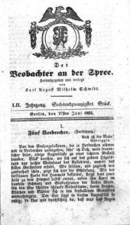 26. Stück, 27. Juni 1853