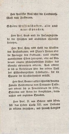 Schöne Wissenschaften, alte und neue Sprachen
