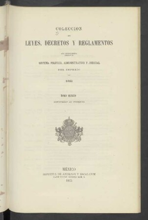 1865, T. 5: Ministerio de Fomento