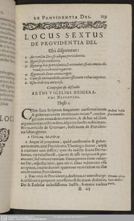 Locus Sextus De Providentia Dei