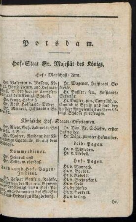 Hof-Staat Sr. Majestät des Königs