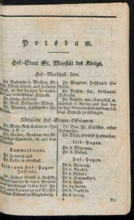 Hof-Staat Sr. Majestät des Königs
