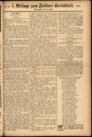 Zweite Ausgabe vom Samstag, den 09. April 1898.