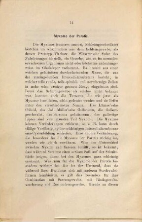 Ueber die Geschwülste der Parotis ...