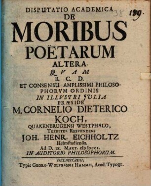 Disp. acad. de moribus poetarum, posterior