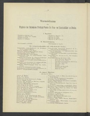 Verzichnis der Mitglieder des Schlesischen Provinzial-Vereins für Fluss- und Kanalschifffahrt zu Breslau