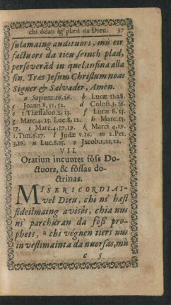 VII. Oratiun incunter foss Doctuors, & fossas doctrinas.