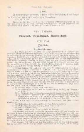 Achter Abschnitt. Hypothek. Grundschuld. Rentenschuld