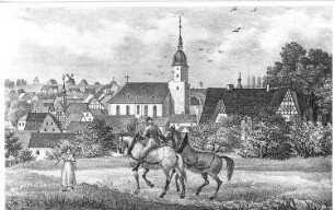 Treuen. Stadtansicht mit Bockmühle