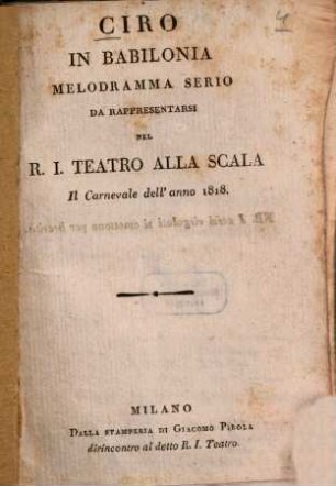 Ciro in Babilonia : Melodramma serio