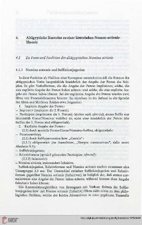 4.1 Zu Form und Funktion der altägyptischen Nomina actionis