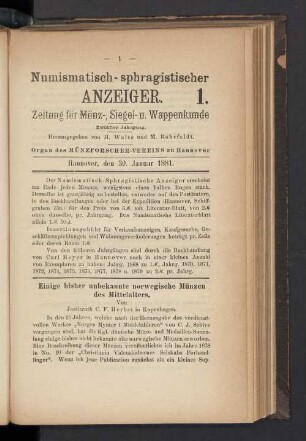 1. 30. Januar 1881