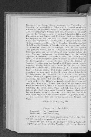 Sitzung vom 1. April 1884.