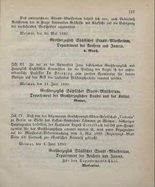 53. Ministerial-Bekanntmachung, die Veränderung in der Zusammensetzung der Prüfungs-Kommission für Aerzte in Jena betreffend