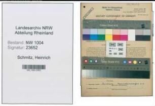 Entnazifizierung Heinrich Schmitz , geb. 01.06.1902 (Angestellter)