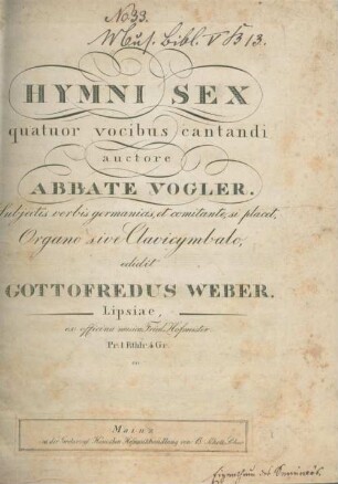 Hymni sex quatuor vocibus cantandi