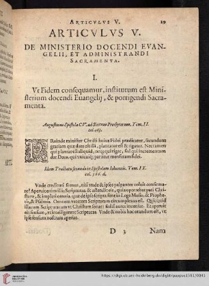 V. De Ministerio docendi Euangelij, Oorrigendi Sacramenta