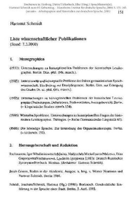 Liste wissenschaftlicher Publikationen