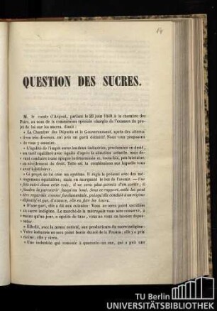 Question des sucres