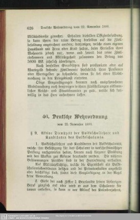 46. Deutsche Wehrordnung vom 22. November 1888