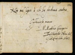 132r, Eutin ; 28.02.1643 / Matthias Geigerus