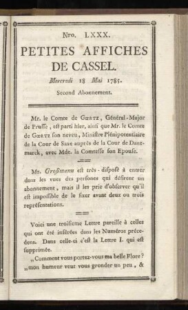 No LXXX (Mercredi 18 Mai 1785)