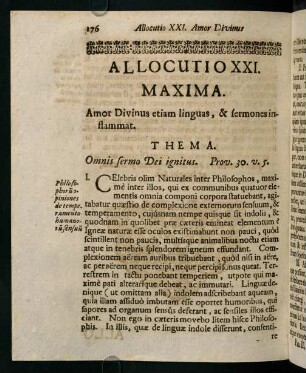 176-183, Allocutio XXI. Maxima. Amor Divinus etiam linguas, sermones inflammat
