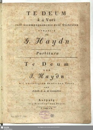 Te Deum à 4 Voci coll'accompagnamento dell'Orchestra