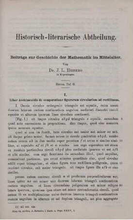 Beiträge zur Geschichte der Mathematik im Mittelalter.