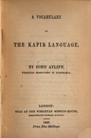 A vocabulary of the Kafir language