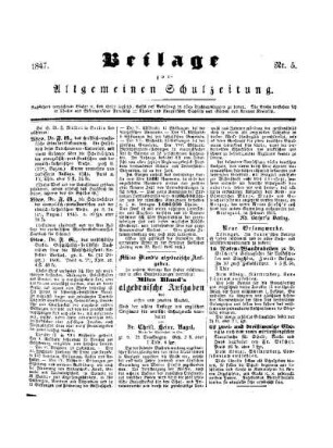 Beilage zur Allgemeinen Schulzeitung