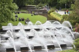 Kaskaden, Wasserspiel in HAmburgs Parkanlage Planten un Blomen, 07.2017