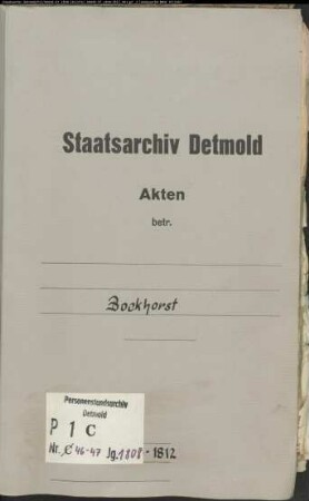 Belegakten zu den Heiratsregistern der Gemeinde Bockhorst, Kreis Halle (1808-1812)