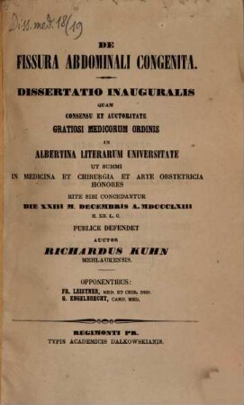 De fissura abdominali congenita : Diss. inaug.