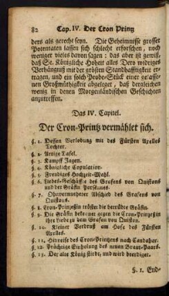 Das IV. Capitel. Der Cron-Printz vermählet sich.