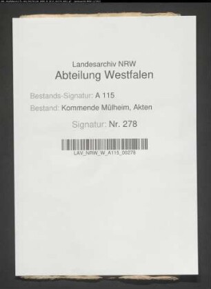 Pachtregister der Kommende Waldenburg von Gütern in Olpe, Wenden und Drolshagen.