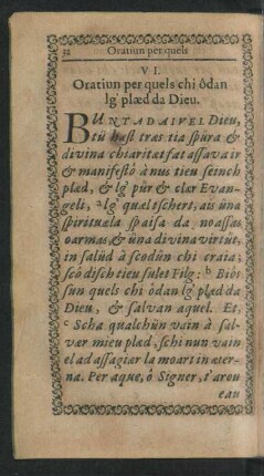 VI. Oratiun per quels chi odan lg' plaed da Dieu.