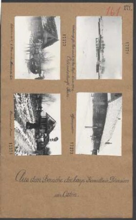 Ortsunterkunft Stuki: Schlitten der 5./6. Chev. vor dem Kasino der Esk.