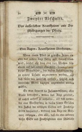 Zweyter Abschnitt. Von äusserlichen Krankheiten und Beschädigungen der Pferde