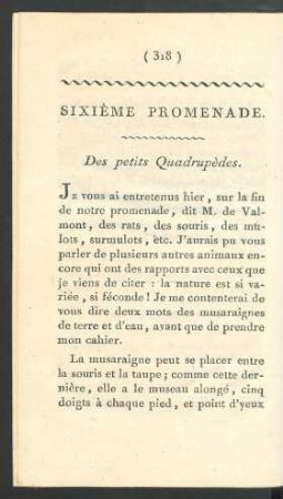 Sixième promenade: Des petits Quadrupèdes.