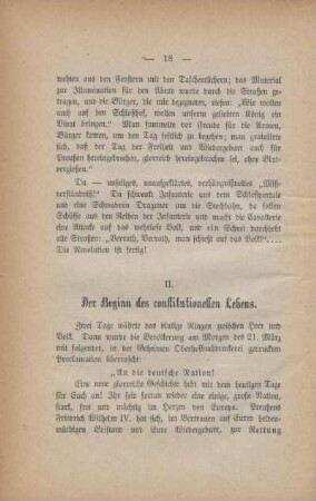 II. Der Beginn des constitutionellen Lebens