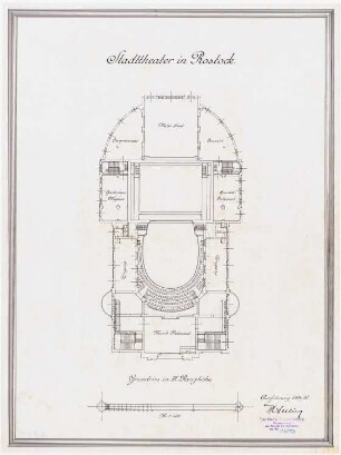 Stadttheater, Rostock Ausführungsprojekt: Grundriss 3. Rang