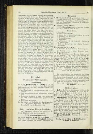 Osnabrücker Overbergverein : [Tagesordnung für die Generalversammlung am 11. Oktober 1893]