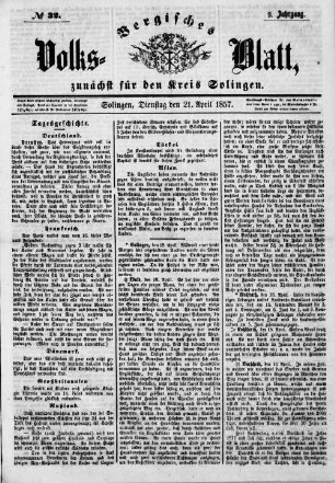 Bergisches Volksblatt. 1849-1868
